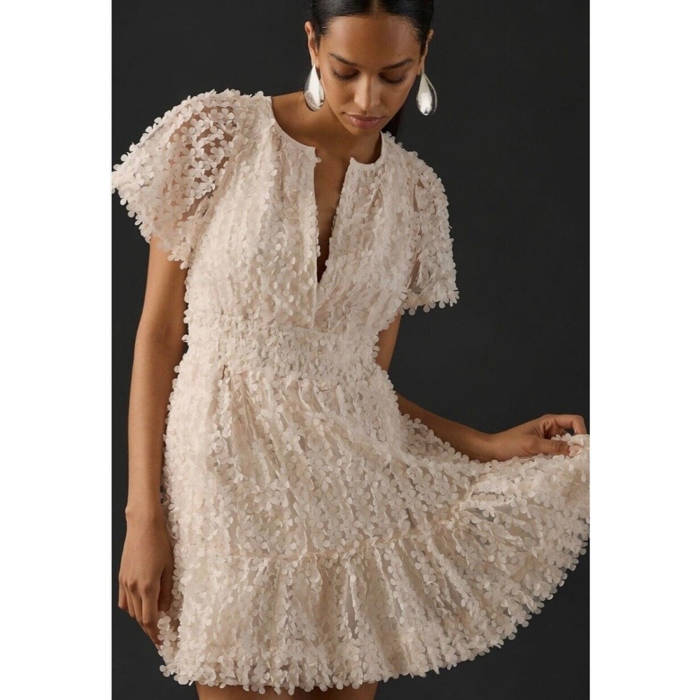 Anthropologie Somerset Mini Dress Floral Appliqué Edition SIze Medium